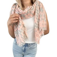 LOUIS VUITTON Vintage Damier Azur Tahitienne Scarves Wrap Pink Gray Cotton