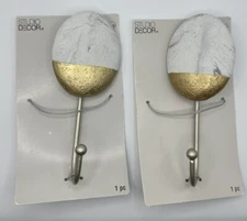 Studio Decor Wall Hook Lot:  Modern, Aesthetic, Sleek: Stone & Gold Color