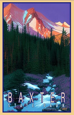 Baxter State Park Maine travel poster 11x17 +Signed Maine Travel USA