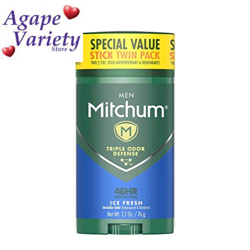 Mitchum Antiperspirant Deodorant Stick for Men, Triple 2.7 Ounce (Pack of 2) 