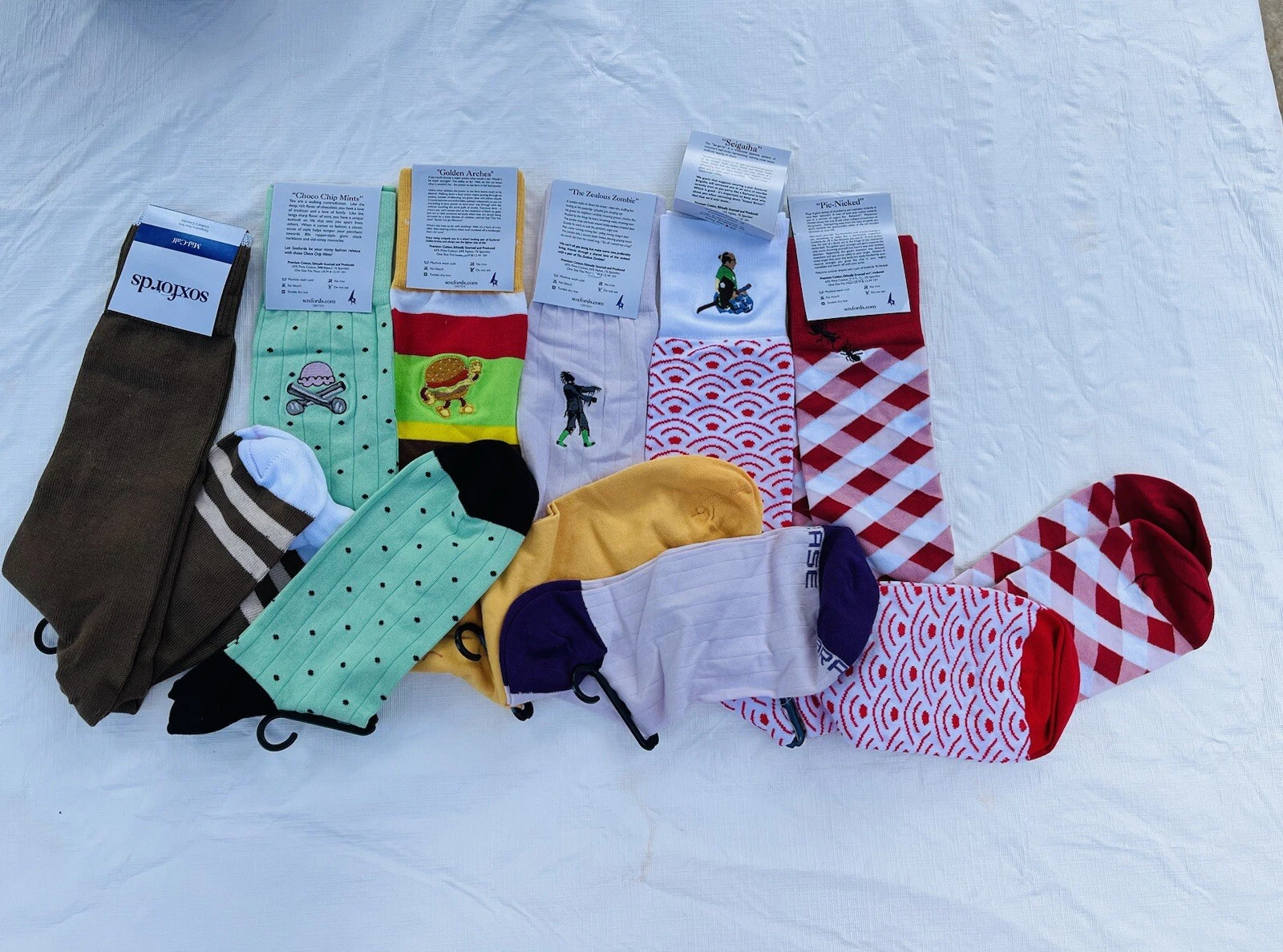 Soxfords Novelty Socks Lot Of Six Unisex One Size Knee High Unique Styles New
