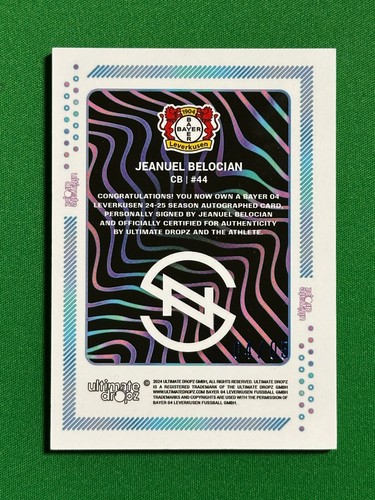 Jeanuel Belocian Autograph /5 Bayer 04 Leverkusen Supernova UltimateDropz - Picture 2 of 2