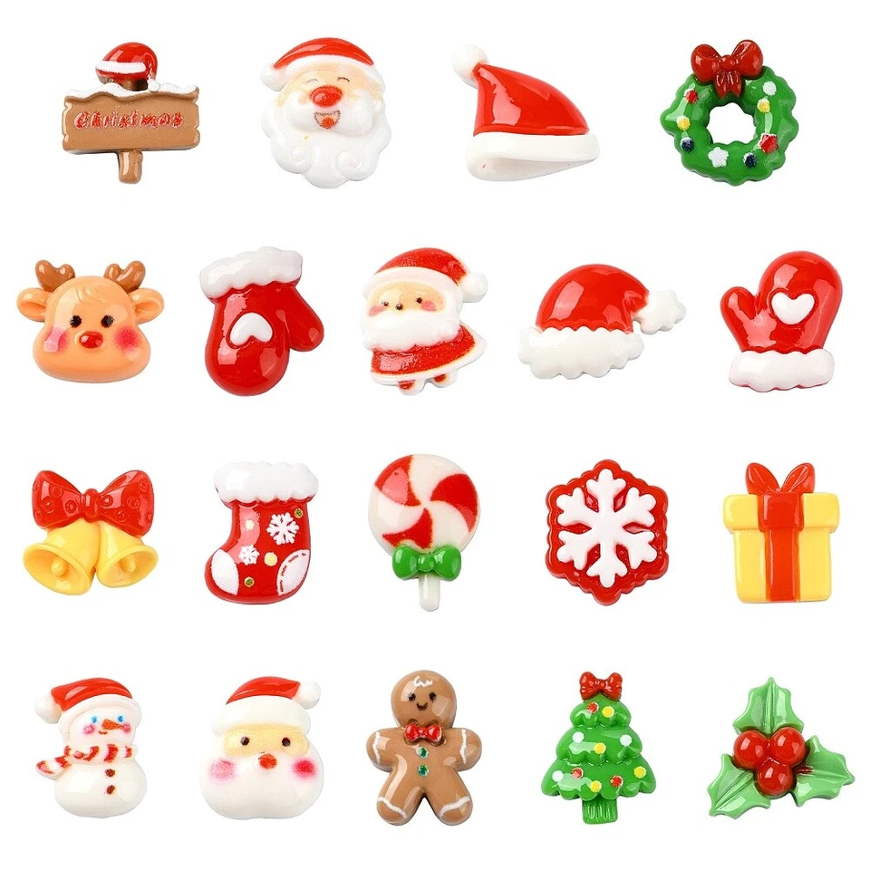 90 Piezas Cabachon de Resina de Navidad para Estuche de Teléfono Pinzas para el Cabello Arte en Uñas Decoración Foto 2 de 4