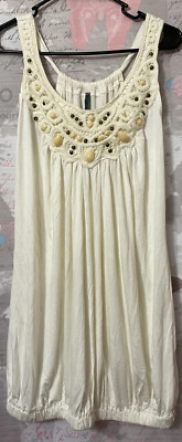 Piacere Di Piu Women Size Medium M Tan Sleeveless Top/Tunic