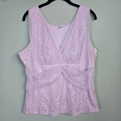 Venus Womens Lace Babydoll Tank Top Size XL Purple Delicate Soft Girl Coquette