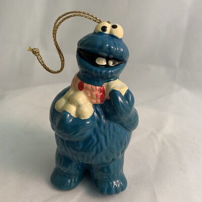 Vtg Cookie Monster Christmas Ornament Snowballs Sesame St Muppets Holiday 80's