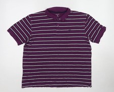 EWM Mens Purple Striped Cotton Blend Polo Size L Collared Pullover