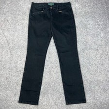 Lauren Ralph Lauren Jeans Women 10 Black Straight Zip Pocket Stretch Denim Pants