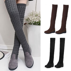 Women Cable Knit Extra Long Socks Boots 