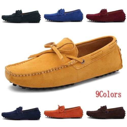 Men Suede Leather Loafers Shoes Slip On Casual Gommino Driving Shoes US6-13 - Afbeelding 1 van 33