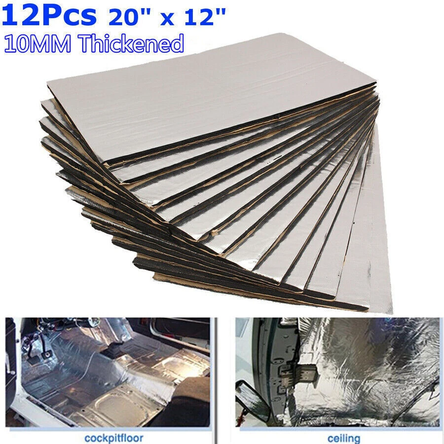 Amortiguador a prueba de sonido 12XCar alfombrilla de aislamiento de ruido térmico campana espuma de celda cerrada Foto 3 de 4