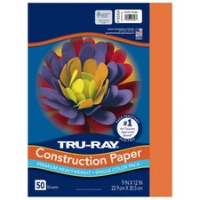 Tru-Ray Heavyweight Construction Paper, Electric Orange, 9 x 12, 50 Sheets