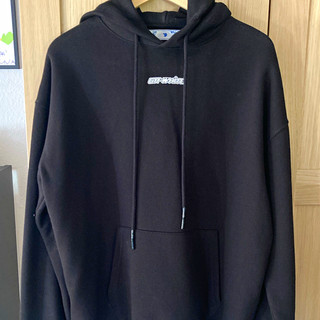 Off White Herren Hoodie Kapuzenpullover XL Schwarz Baumwolle Fleece Logo Print