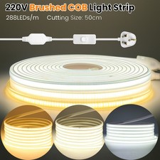 COB LED Strip Lights 220V Mains Plug In Flexible Tape Rope Light IP67 Waterproof