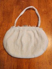 Magid Vintage White Hand Beaded Evening Bag Made In Japan