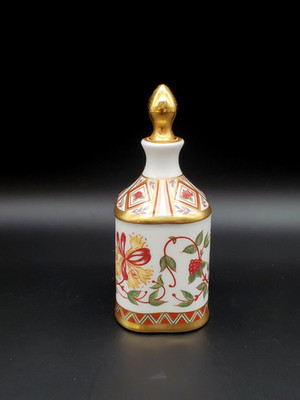 1990 ROYAL CROWN DERBY HONEYSUCKLE PATTERN A.1321 PERFUME BOTTLE W/STOPPER EXC.!