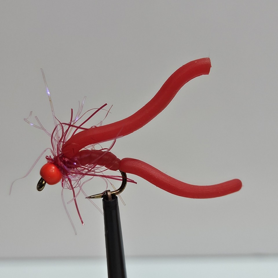 Red Bottom Fly 3 x RED SQUIRMY WORM Fly Fishing Trout Flies Size 10 DEADLY | eBay UK