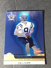 Drew Brees 2001 Pacific Vanguard Rookie Card #140 Serial 281/299 Chargers Saints. rookie card picture