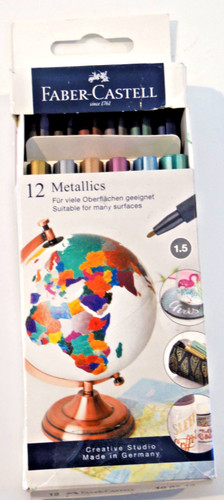 Faber-Castell Metallics Multi-Surface Creative Markers, Set of 12 - Damaged Box