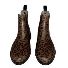 Joules Women’s Chelsea Rain Boot Size 8 Animal Print Waterproof Leopard EUC