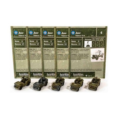 WotC Axis & Allies Set 1 Jeep (U) x5 NM