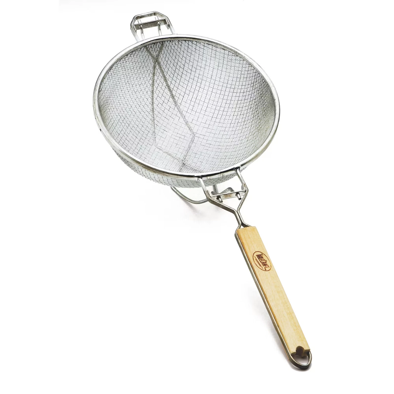 TableCraft 1022 Double Mesh 10-1/4" Strainer with Wooden Handles