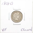 1901-O 10C Barber Liberty Head Silver Dime with VF Detail Cleaned #6155