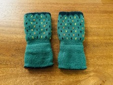 Knit Mittens Gloves Fingerless Thumb Hole For Children Christmas Green