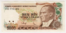 1970 (1984) Turkey 5000 Lirasi 776185 Paper Banknote Money Currency