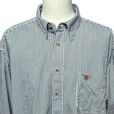 Ariat Flame Resistant FR Shirt Mens XXXL Blue Striped Long Sleeve Button Down