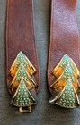  Rare Raina Gold Tone & Turquoise Stone  Buckle Leather Belt 32-34 -USA-Nice!  — photo 9