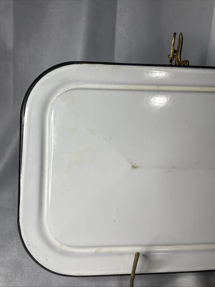 Vtg Rectangular Enamelware White Refrigerator Box Container Lid 12.75 X 8 1/8” - Image 3 of 4