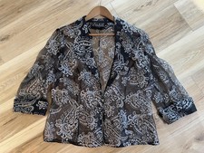Alex Evenings Jacket Sheer Black White Topper Paisley Classic Formal Party L