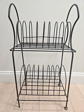Vintage MCM Vinyl Record Steel Storage Rack Holder Stand