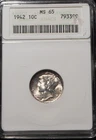 1942-P MERCURY DIME -  ANACS MS-65