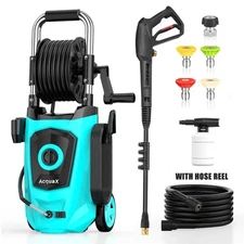 Electric Pressure Washer 4300PSI Max 2.8GPM Power Washer Blue with Hose Reel