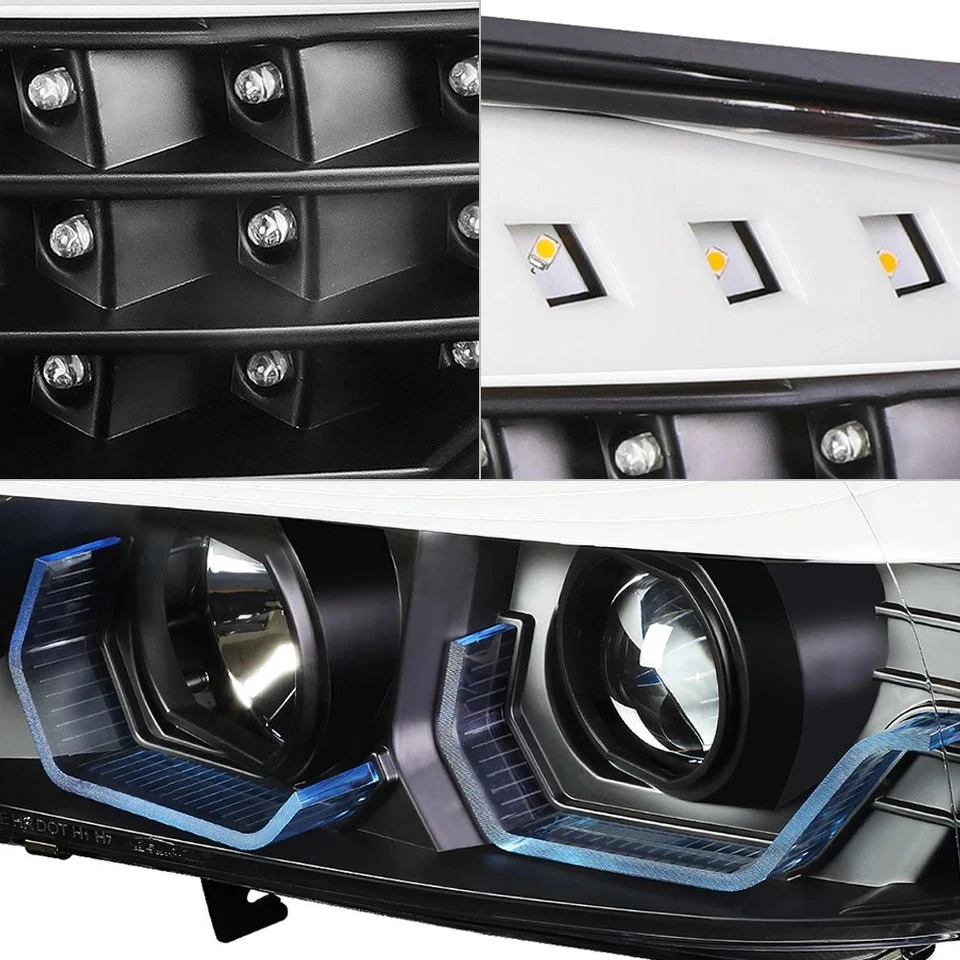 For BMW M3 2006-2008 Lumen 87-1002170 Black DRL Bar Projector Headlights — 第 2/4 张图片