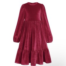 Girls Velvet Dress Princess Pageant Birthday Christmas Party Dress Casual M  1