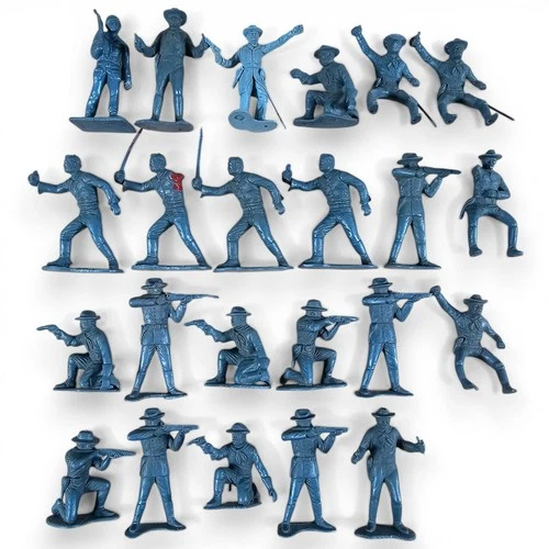 Vintage Lot of 23 Toy Soldiers Infantry Dark Blue Gray Marx? Plastic Figures