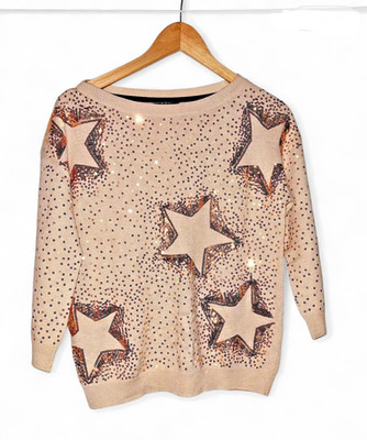 Damen TopShop Pailletten Sterne Pullover Größe - 10, lebendiger Spaß, glamouröser Angora-Mix