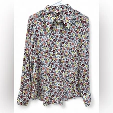 Womens Boden Floral Multicolor Button Down Long Sleeve Blouse Size 8 Versatile
