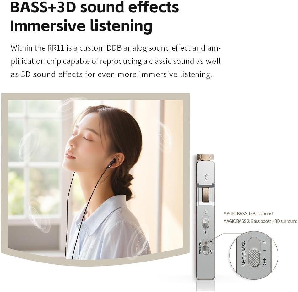 FiiO RR11 Portable FM Radio Receiver w/Ana PVR Tuning, 64-108MHz (Titanium Gold)