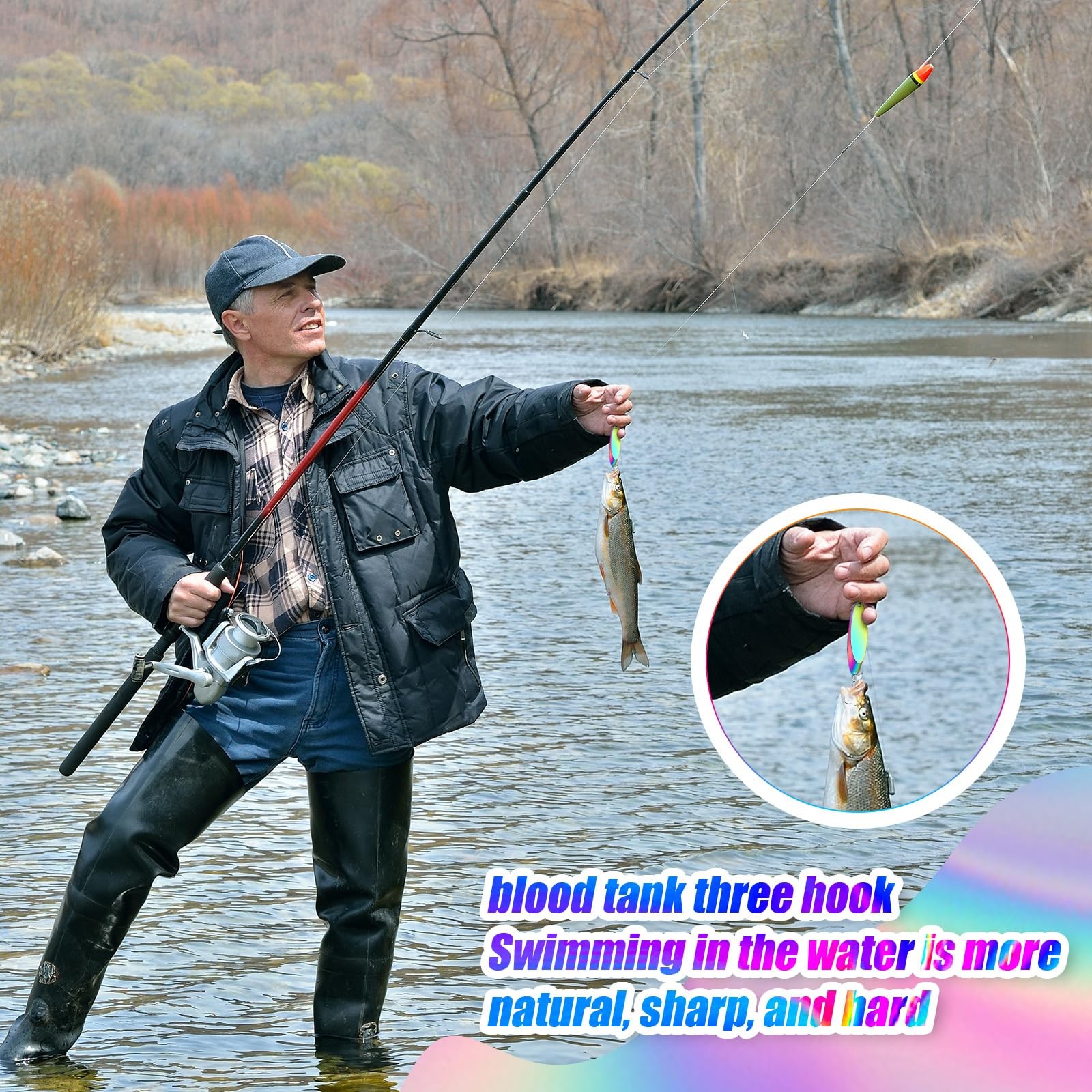 40 Pieces Fishing Lures Spoons Fishing Metal Saltwater Treble Trout Lures Har... - Image 6