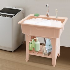 Laundry Sink, Utility Sink With Storage Shelf, Slop Sink Wash Station