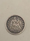 1852 Seated Liberty Silver Half Dime 5C - Philadelphia Mint