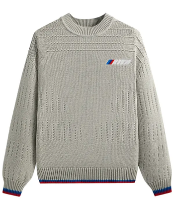KITH キス xBMW Sven Crewneck Sweater ロゴ刺繍 クルーネック ニット セーター グレー BRAND NEW KITH x BMW Sven Grey Crewneck Knit Sweater Size LARGE (L