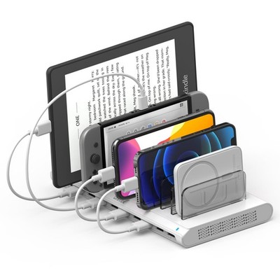 Charging Station for Multiple Devices, 10-Port USB Charger with SmartIC Techn...