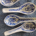 SET OF 4 BLUE DOUBLE HAPPINESS PORCELAIN SPOONS Excellent Condition Chinese  — photo 3