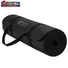 Gaiam Essentials Yoga Pilates Exercise Mat Balck 10mm Thick with Carrier Strap