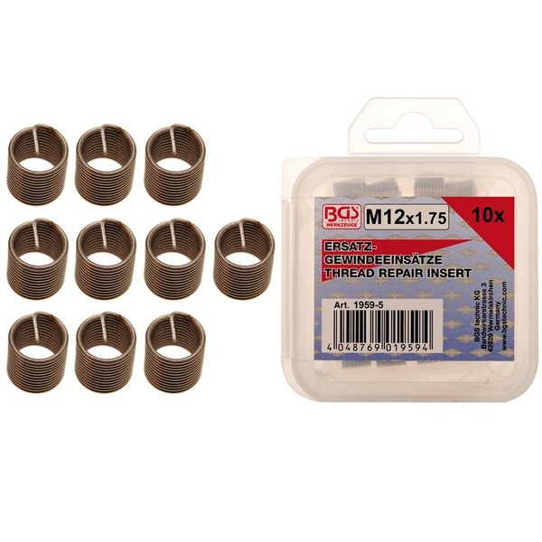 Ersatz- GewindeeinsäTze M12 X 1,75 Mm FüR Gewindereparatur 10-Tlg.-image